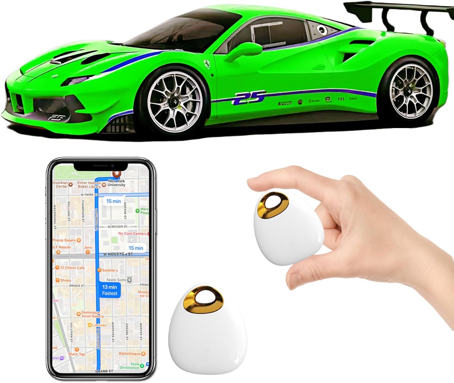 No Subscription No Sim Card GPS Tracker for Vehicles Mini GPS Tracker Compatible with iOS and Android Real Time Global Cars Pets or Keys